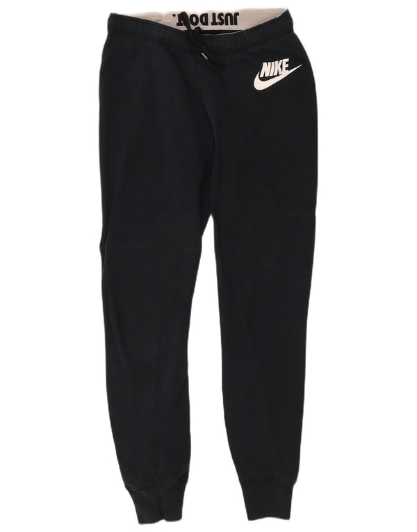 Nike Womens Tracksuit Trousers Joggers UK 10 Small  Navy Blue Cotton