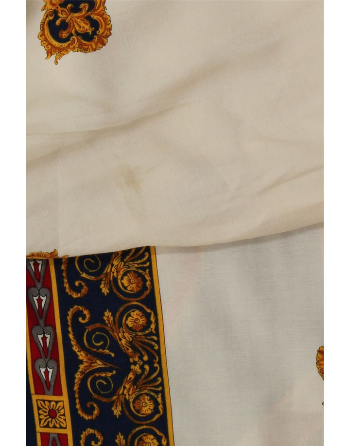 VINTAGE kvinders abstrakt mønster skjorte IT 50 XL Hvid viskose