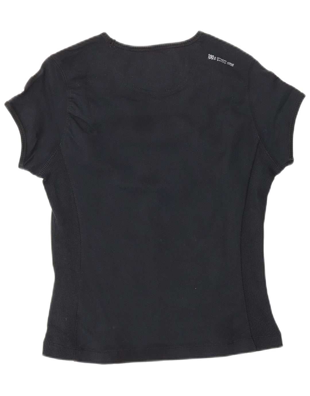 CHAMPION Dame Heritage Classics T-Shirt Top UK 12 Medium Sort Bomuld