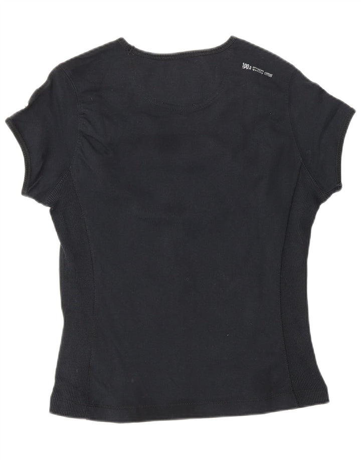 CHAMPION Dame Heritage Classics T-Shirt Top UK 12 Medium Sort Bomuld