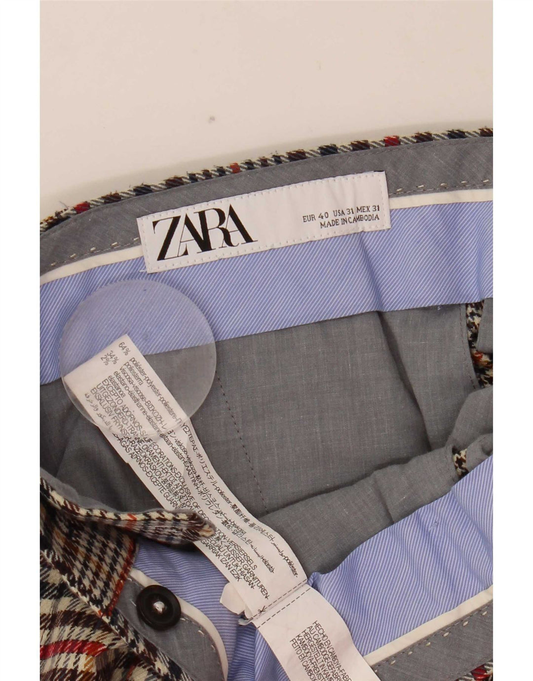 Zara Herre Cropped Trousers EU 40 Medium W31 L25 Beige Ternet polyester