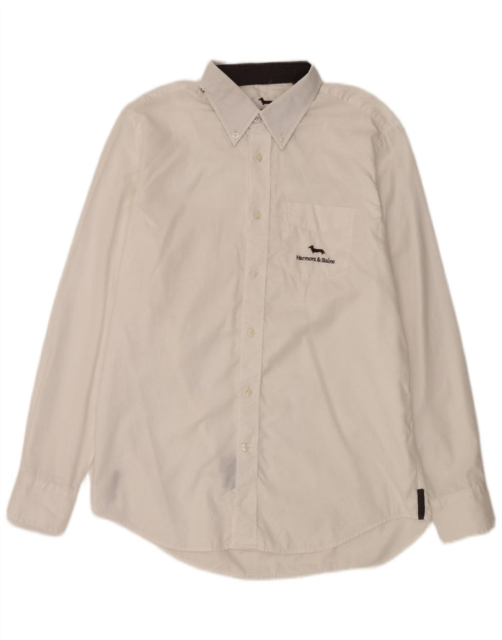 Harmont & Blaine Herre Regular Fit skjorte Stor hvid bomuld