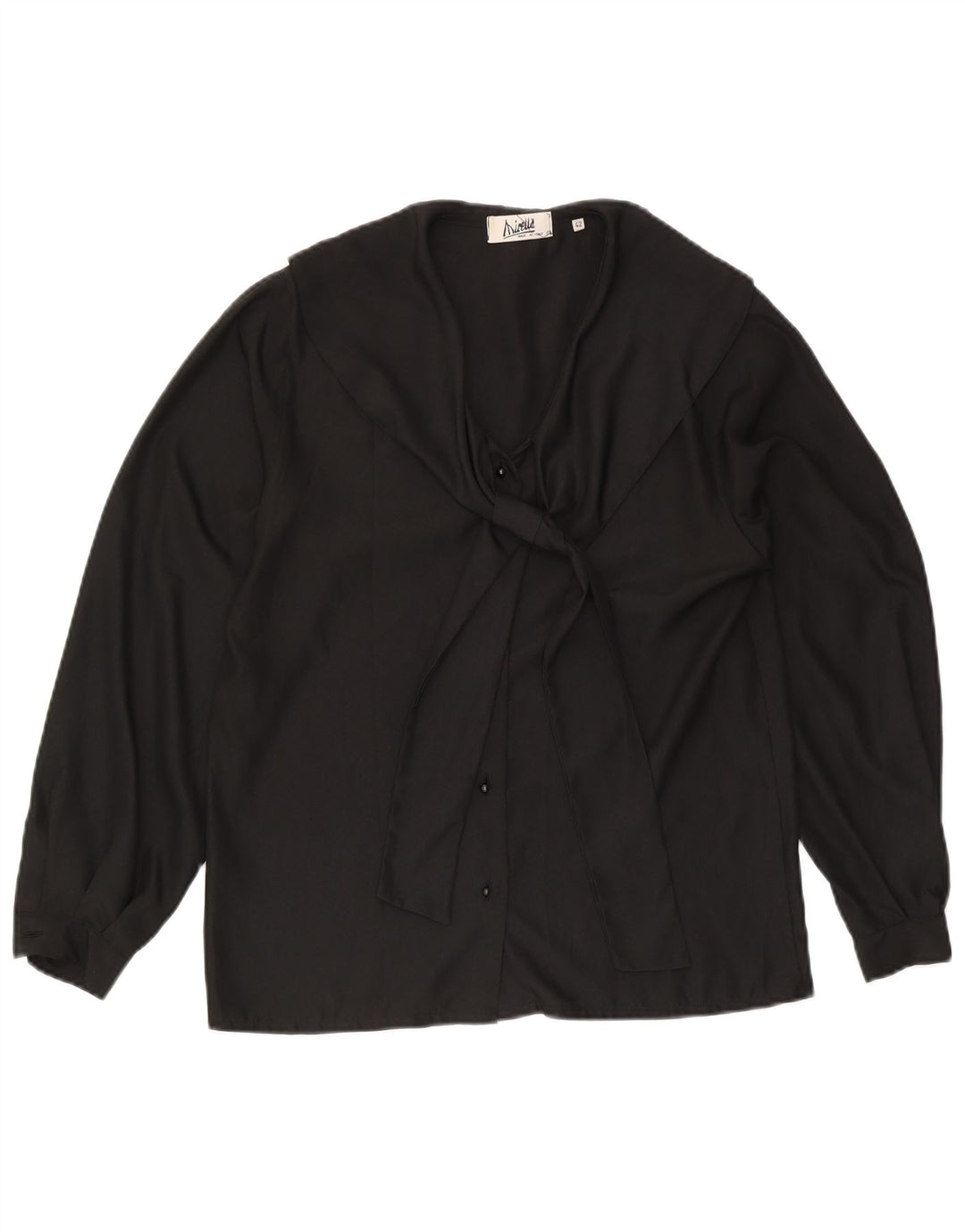Mirella Womens Front Tie Shirt Bluse IT 42 Medium Black Polyester