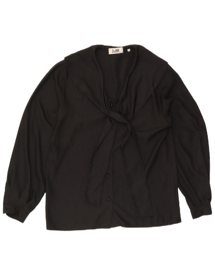Mirella Womens Front Tie Shirt Bluse IT 42 Medium Black Polyester
