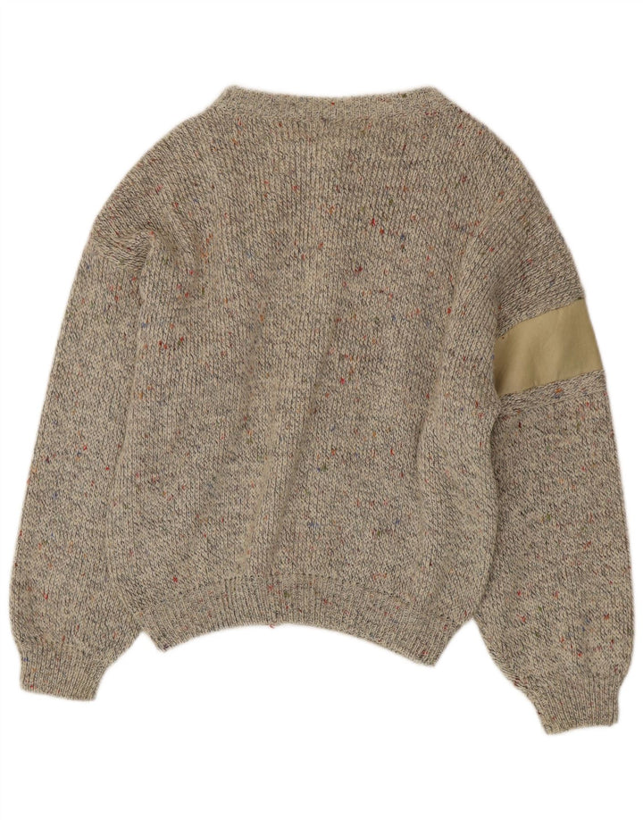 Vintage herre cardigan sweater Medium Beige Flecked Alpaca Uld