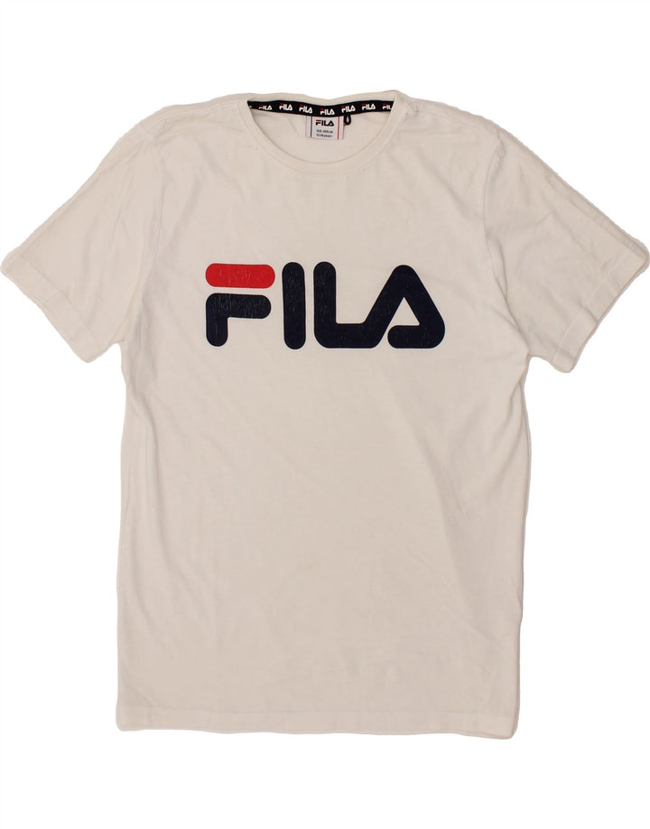 FILA Boys Graphic T-Shirt Top 13-14 Years White Cotton Vintage Fila and Second-Hand Fila from Messina Hembry 