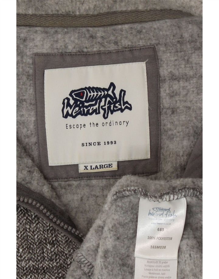 Weird Fish Herre Zip Neck Sweatshirt Jumper XL Grå Flecked Polyester