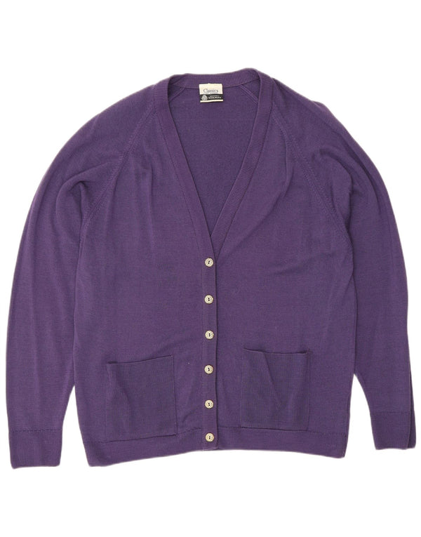 Classics Dame Cardigan Sweater UK 16 Stor Lilla Uld
