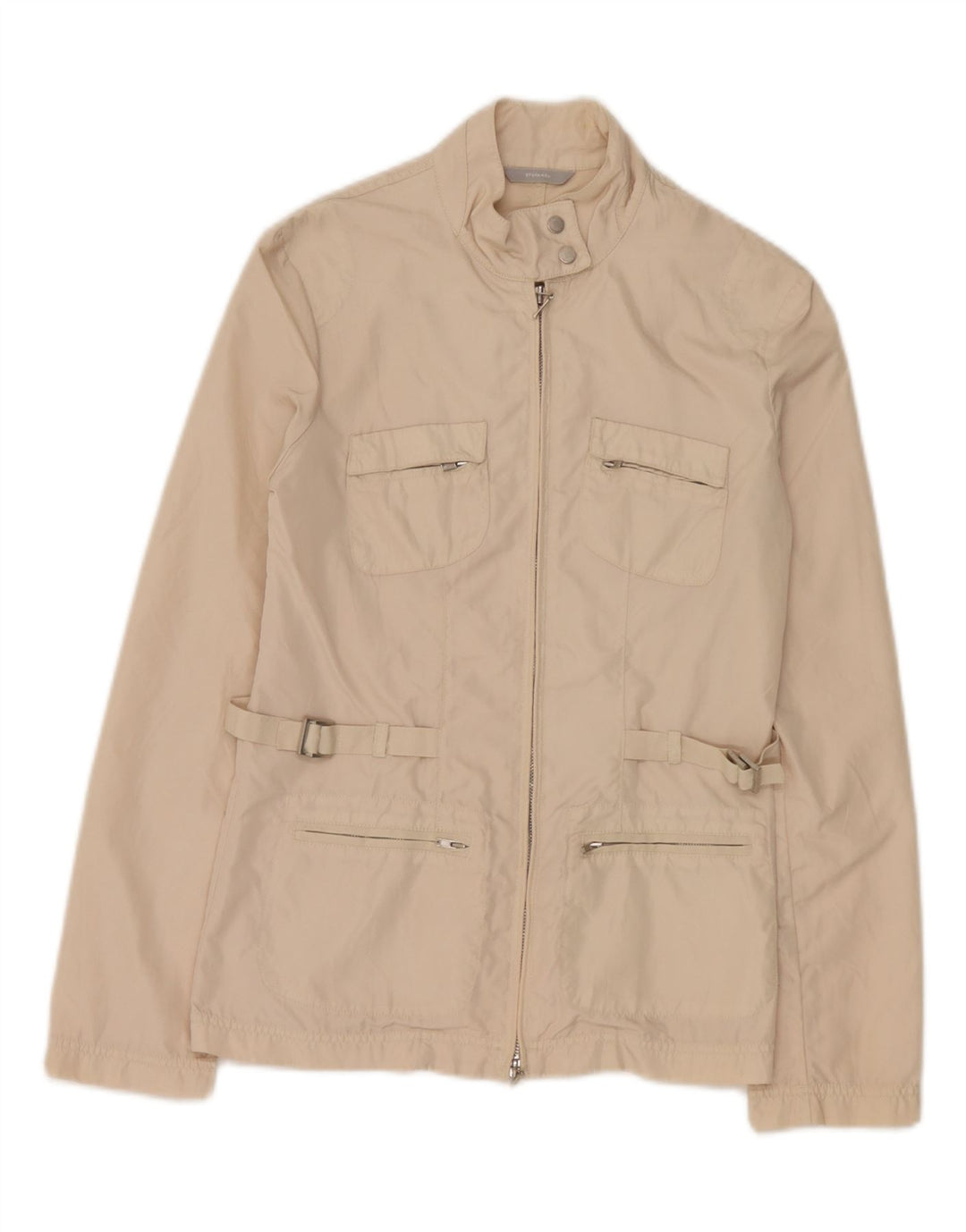 Stefanel Womens Utility Jacket IT 38 XS Beige Polyamid