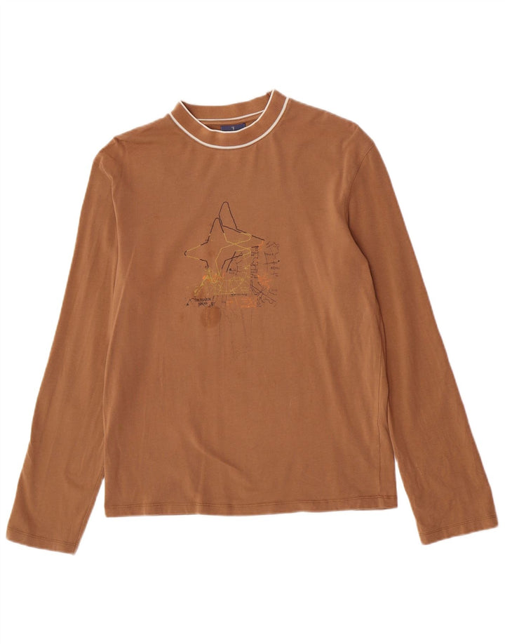 Trussardi Jeans Herre grafisk top Langærmet medium brun bomuld