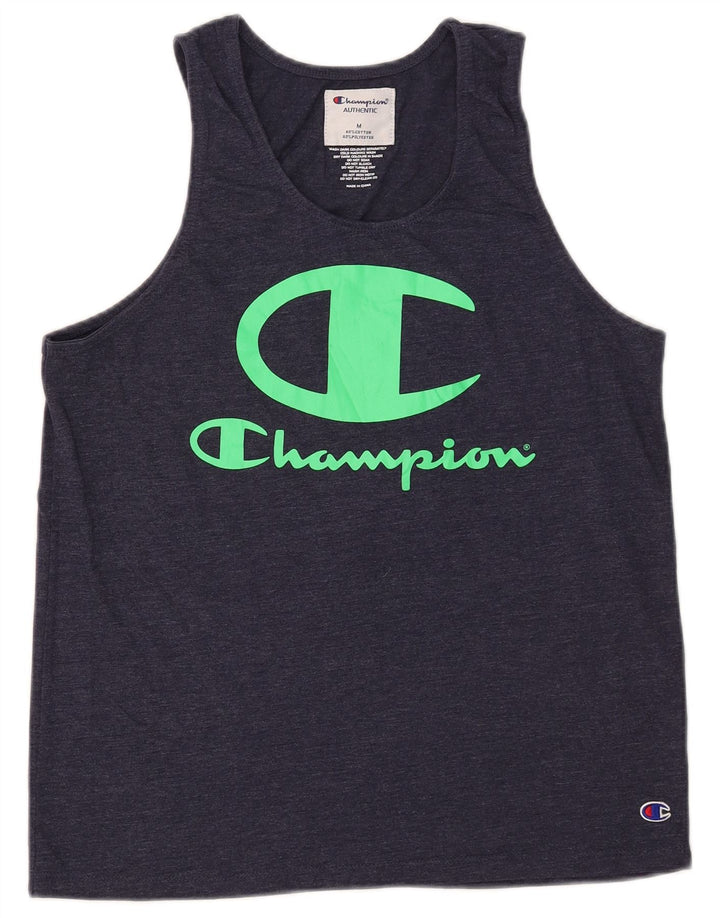 Champion Herre Grafisk Vest Top Medium Marineblå Bomuld