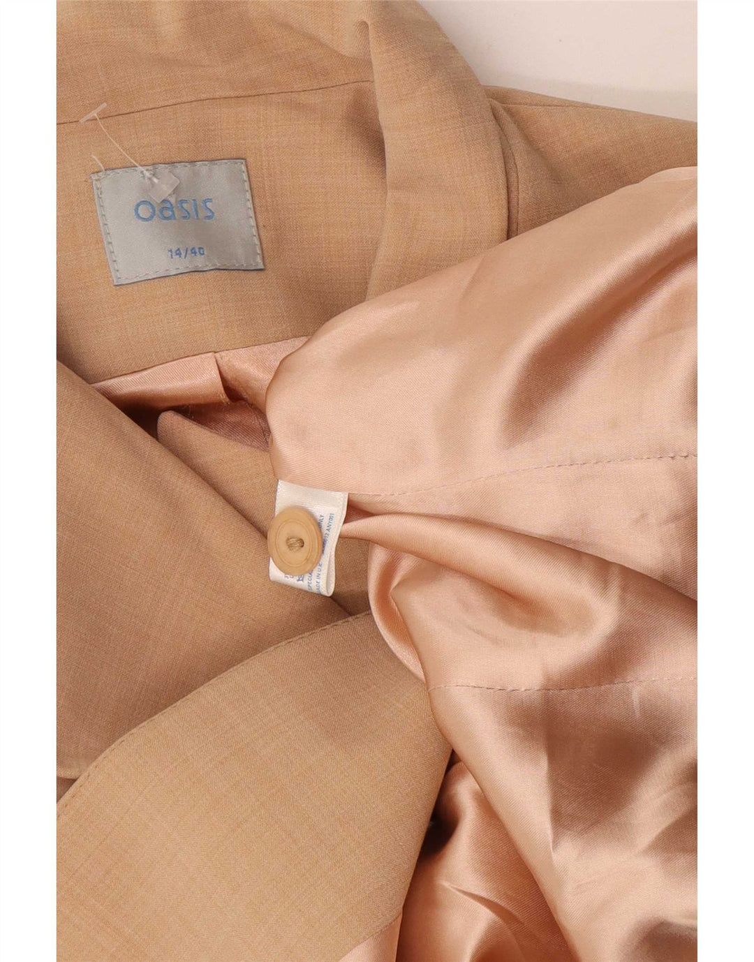 Oasis Dame 1-knaps blazerjakke UK 14 Medium Beige Polyester