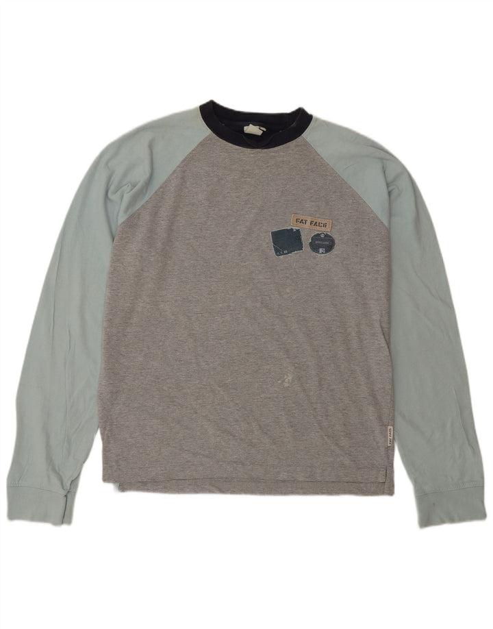 Fat Face Herre Top Langærmet Medium Grey Colourblock Bomuld