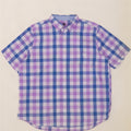 Chaps Herre let pleje kortærmet skjorte 2XL blå Gingham bomuld