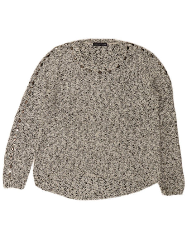 Marks & Spencer Dame Boat Neck Jumper Sweater UK 16 Large Grey Flecked