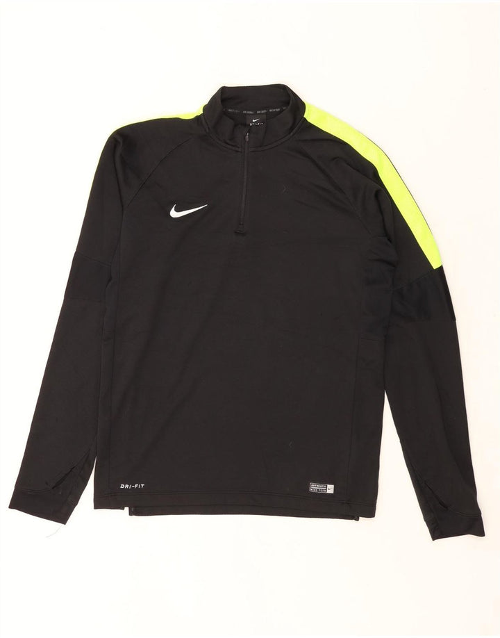 Nike Herre Dri Fit Pullover med lynlås-hals Træningsdragt Top Medium Sort Colourblock