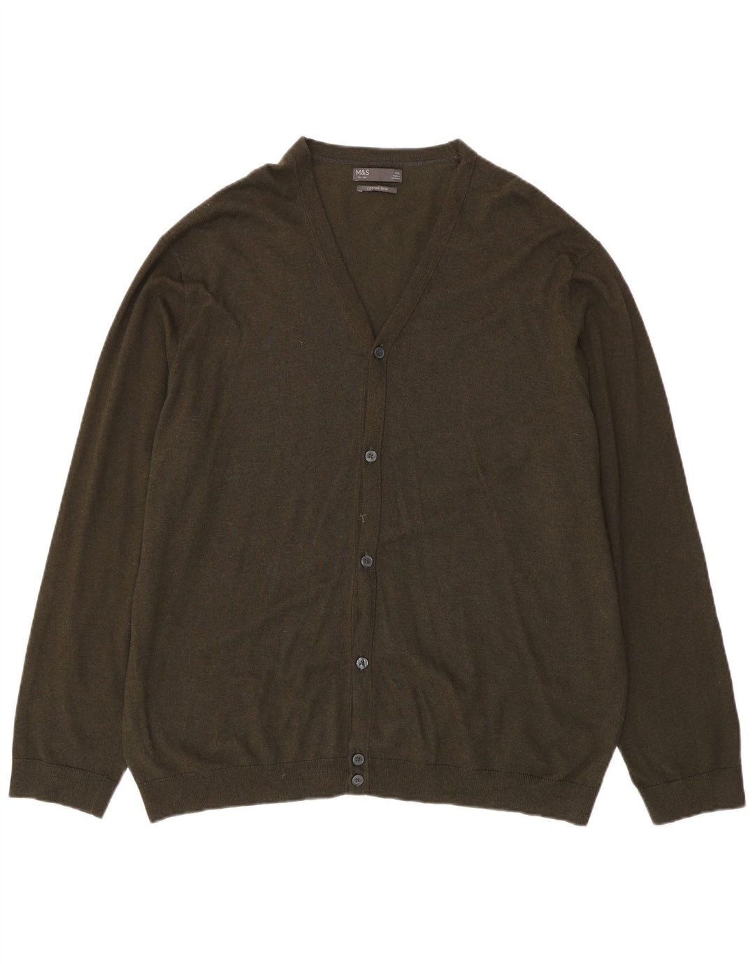 Marks & Spencer Herre cardigan sweater 2XL Khaki Bomuld