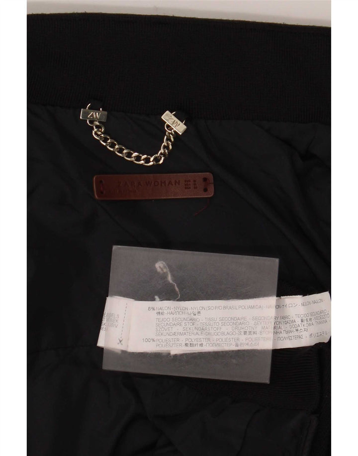 Zara Dame Quiltet Jakke UK 12 Medium Navy Blue Polyester