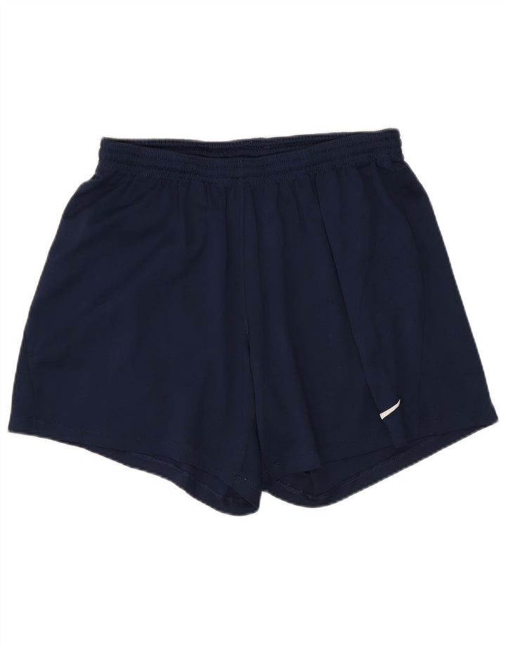 Nike Dame Dri Fit Sports Shorts UK 12 Medium Navy Blue Polyester