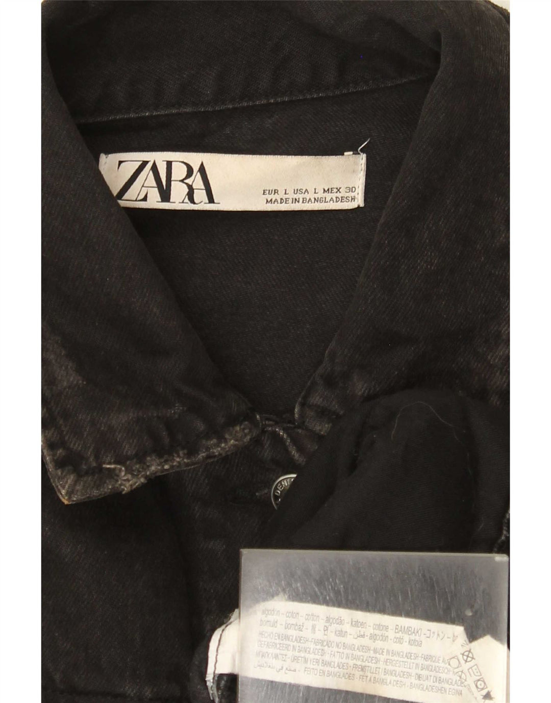 Zara Dame denimjakke UK 16 Stor Sort Bomuld