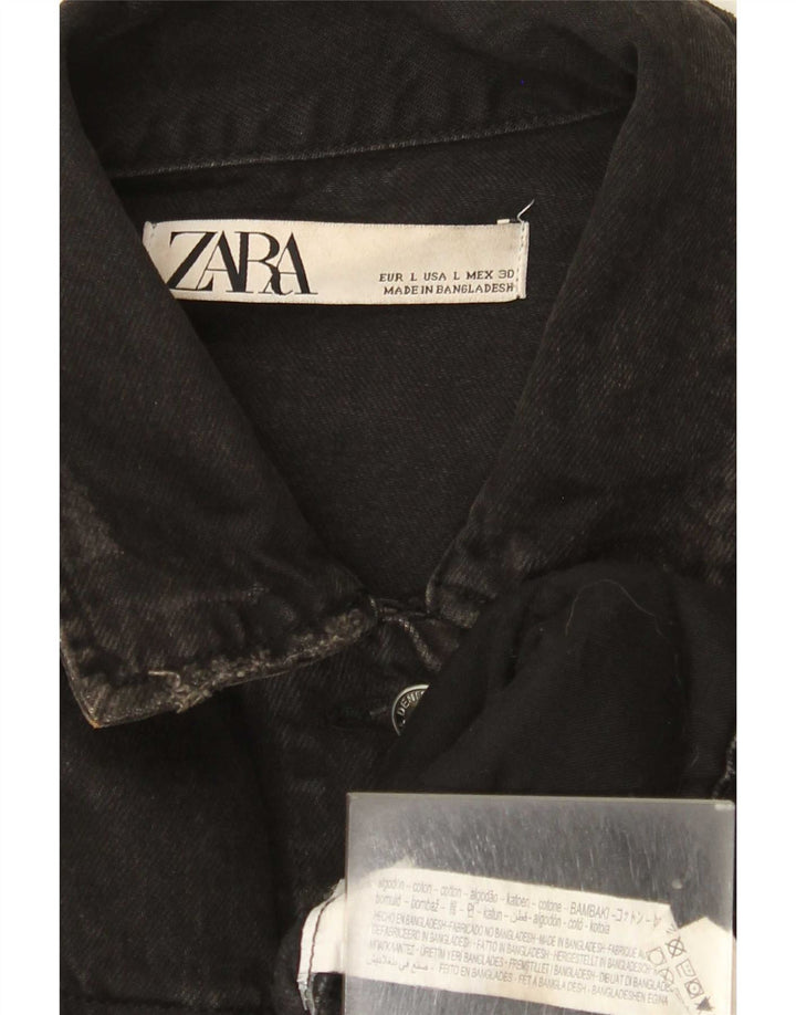 Zara Dame denimjakke UK 16 Stor Sort Bomuld
