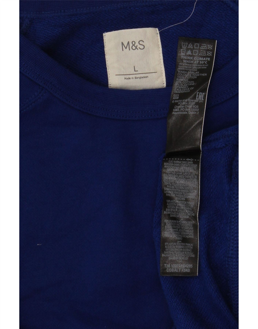 Marks & Spencer Herre Sweatshirt Jumper Stor Blå Bomuld
