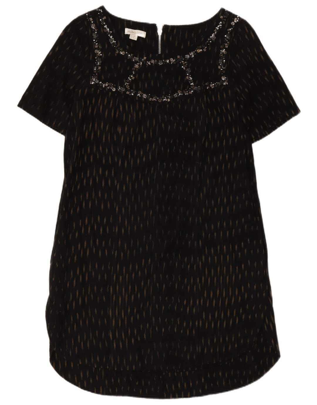 Monsoon Womens Shift Dress UK 12 Mellem sort plettet bomuld