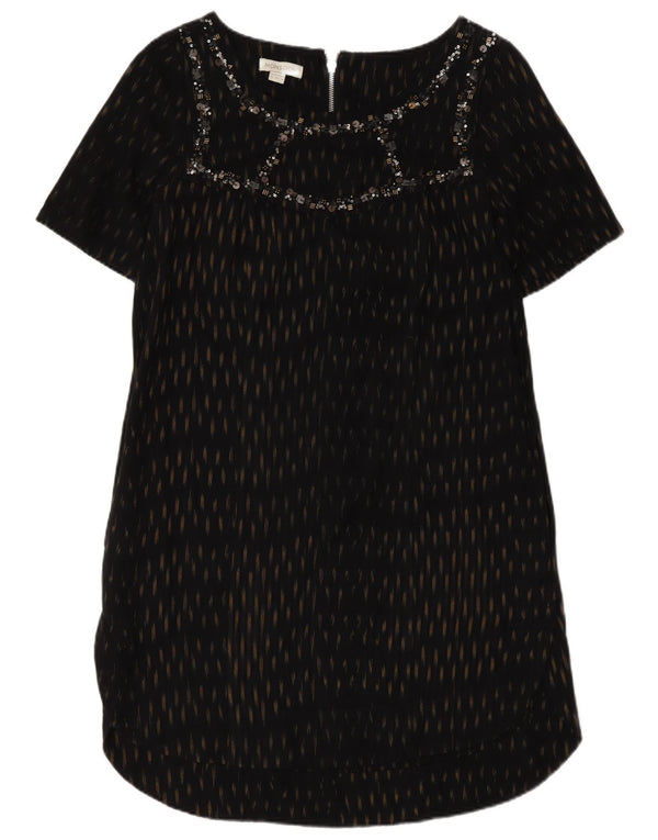 Monsoon Womens Shift Dress UK 12 Mellem sort plettet bomuld