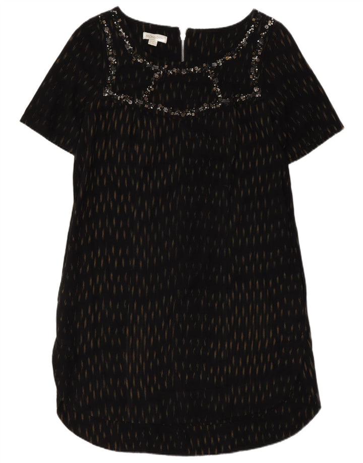 Monsoon Womens Shift Dress UK 12 Mellem sort plettet bomuld