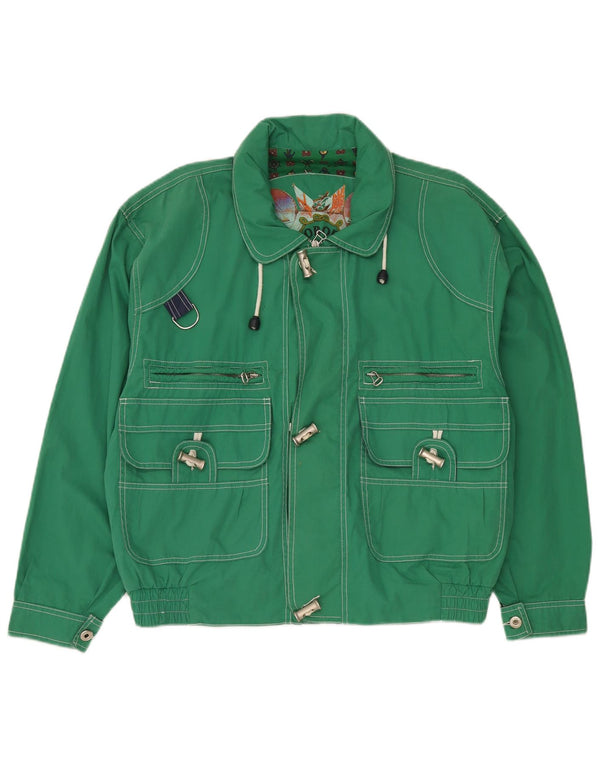 Oboe Mens Hooded Loose Fit Utility Jacket UK 36 Small Green Cotton