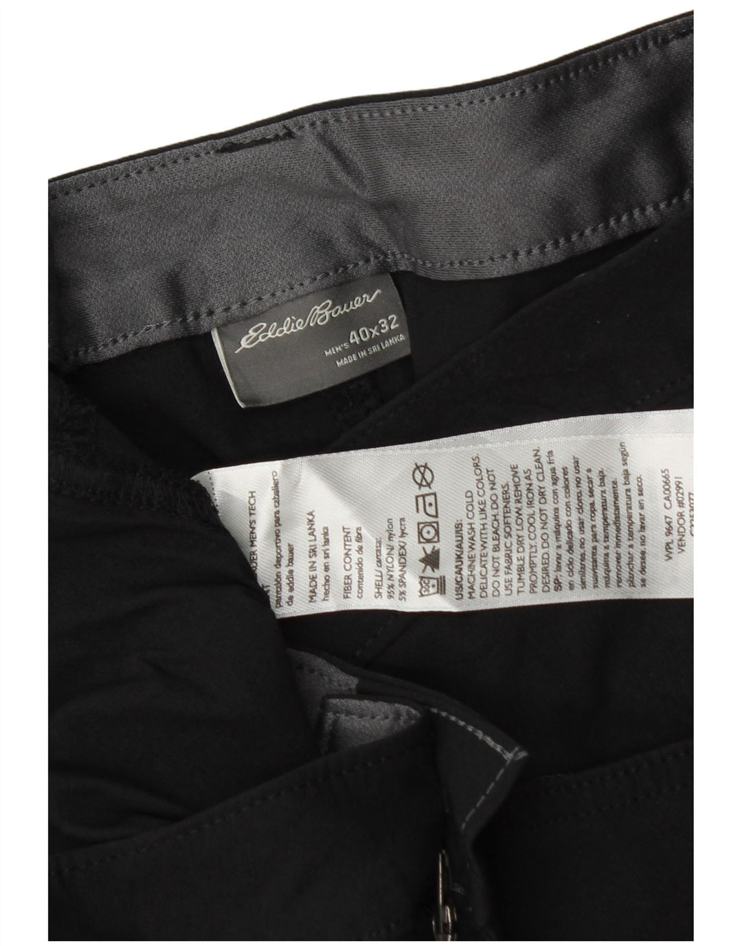 EDDIE BAUER Straight Cargo Bukser til mænd W40 L32 Sort Nylon