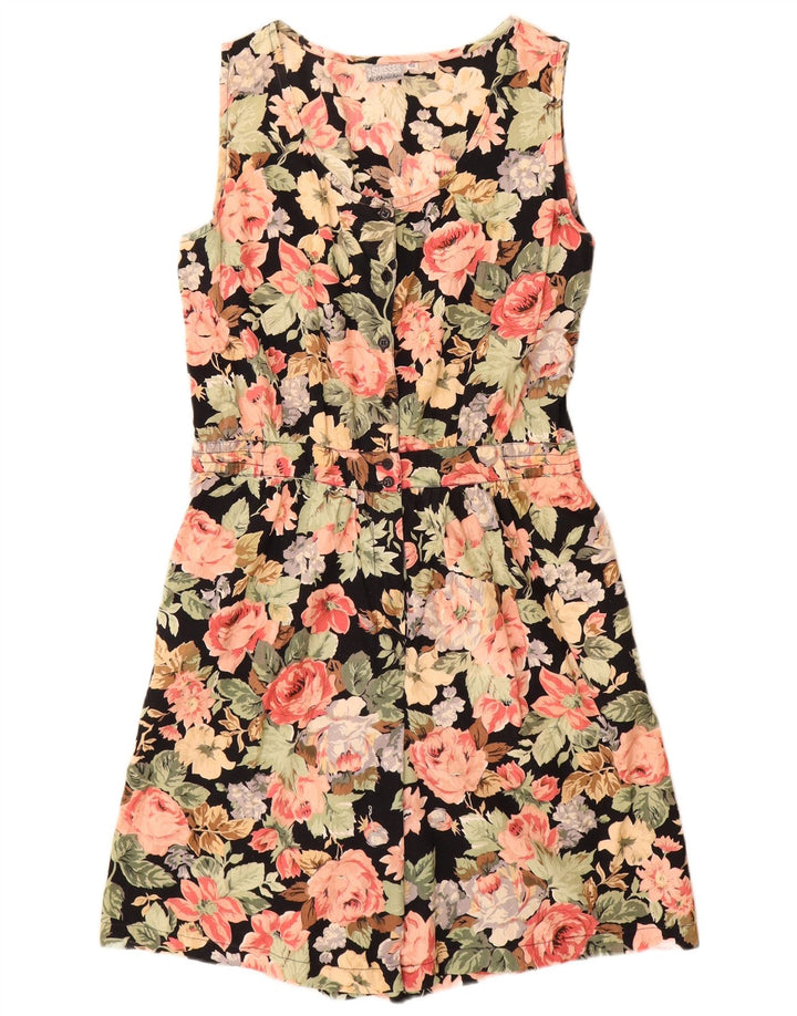 Vintage Dame Ærmeløs Playsuit IT 42 Medium Black Floral
