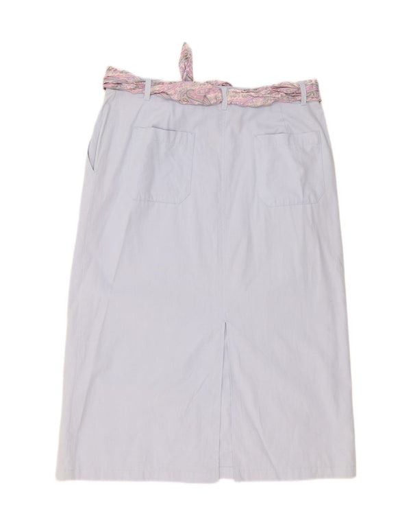 Marks & Spencer Dame Midi-nederdel med høj talje UK 18 XL W34 Blå Bomuld