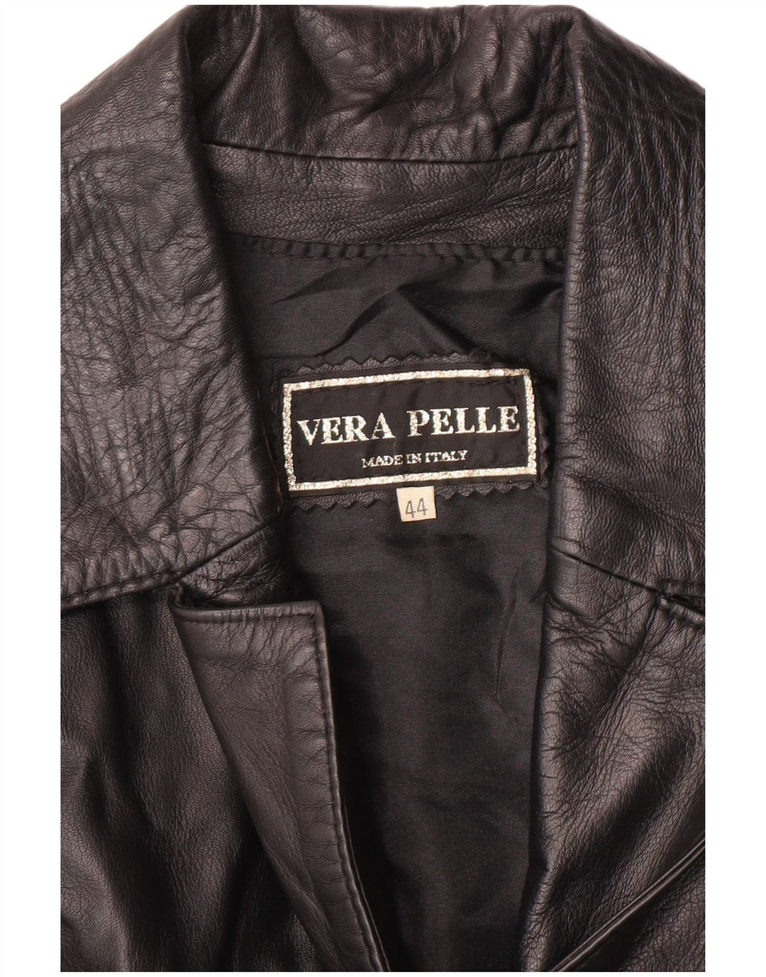 VINTAGE Dame Læder Gilet IT 44 Medium Sort Læder