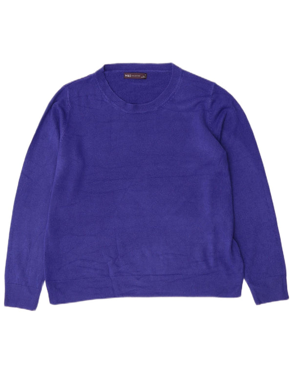 Marks & Spencer Dame Boat Neck Jumper Sweater UK 16 Large Blue Acryl