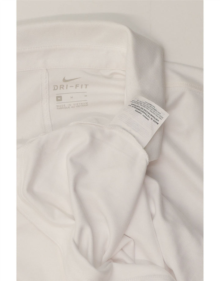 Nike Dame Dri Fit Polo Shirt UK 12 Medium White Polyester