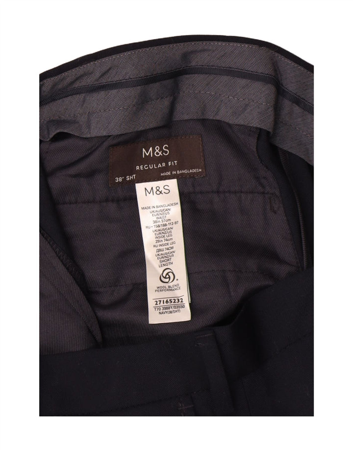 Marks & Spencer Herre Regular Fit Suit Bukser W38 L29 Marineblå Uld