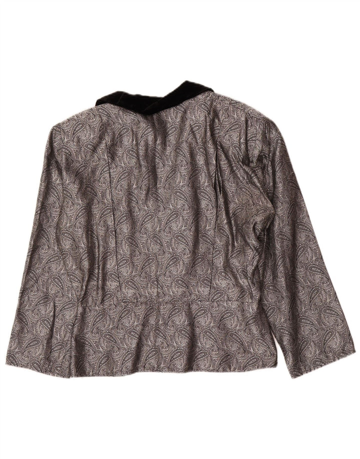 Vintage Dame Cardigan Top IT 42 Medium Sølv Paisley Silk