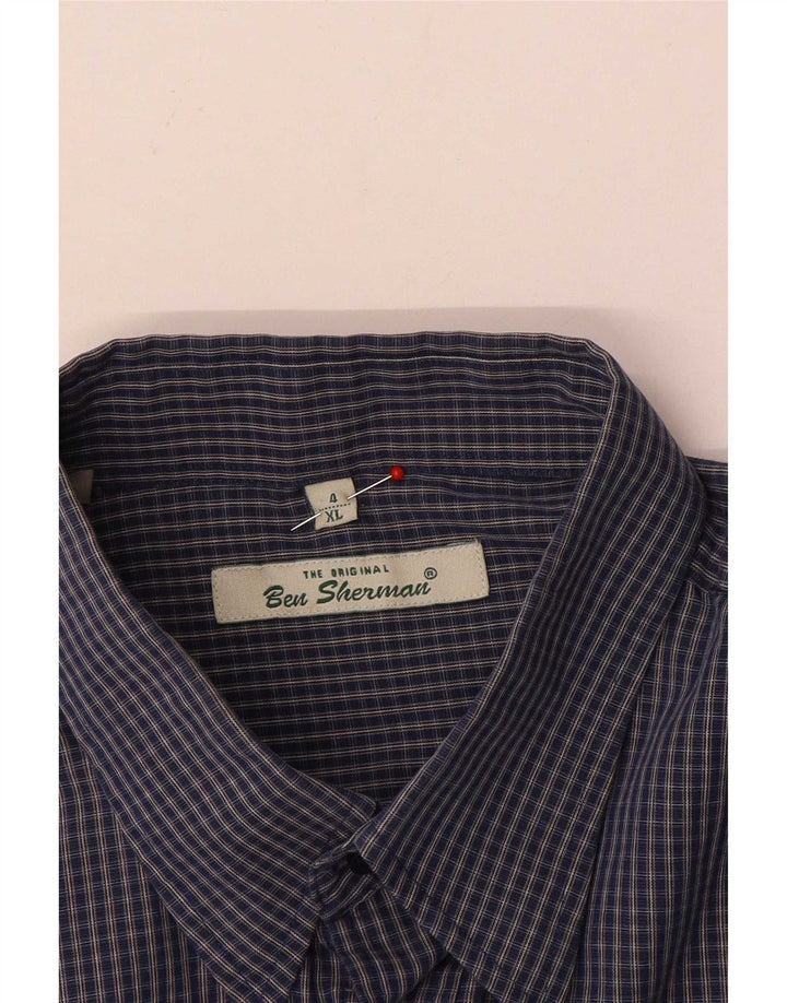 Ben Sherman herreskjorte 4XL marineblå ternet