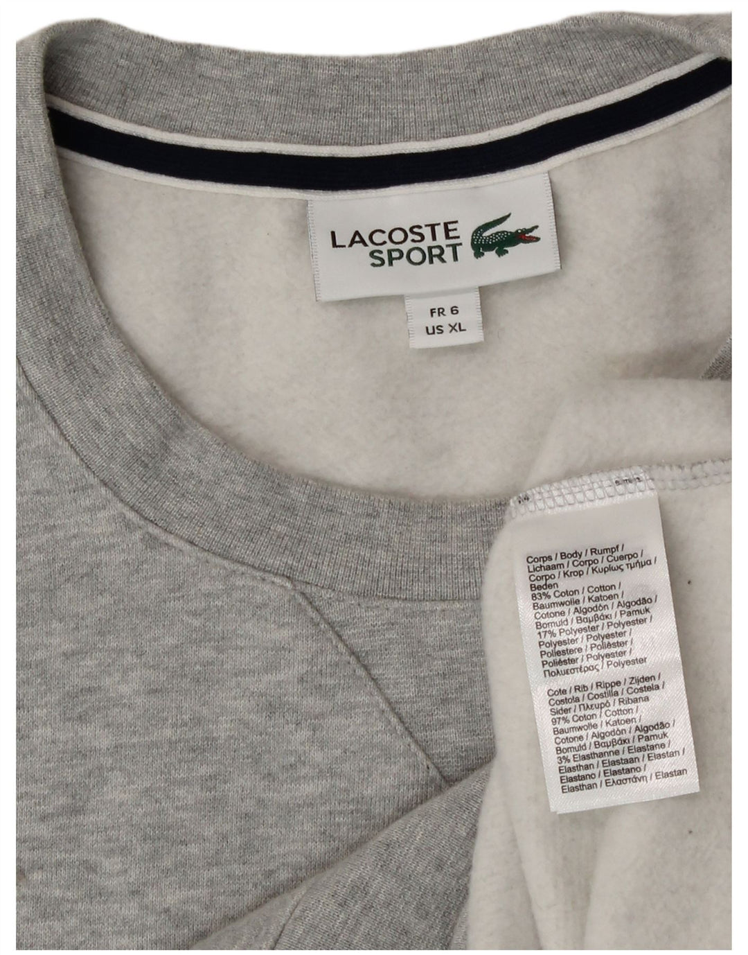 Lacoste Herre Sweatshirt Jumper Størrelse 6 XL Grå Bomuld