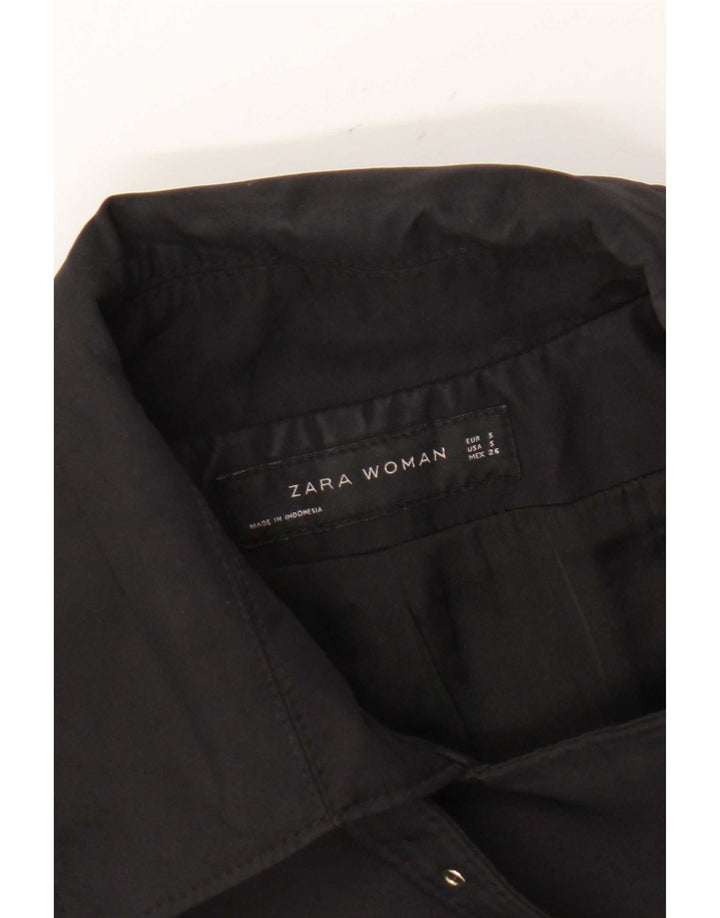 Zara Dame Oversized Overfrakke UK 10 Lille Sort
