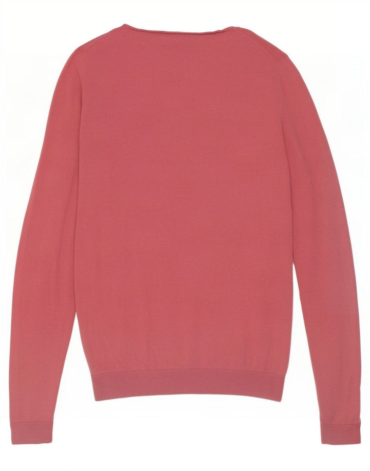 Massimo Dutti Dame V-hals sweater UK 12 Medium Pink Silke