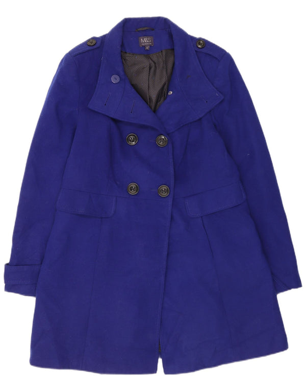 Marks & Spencer Dame Military Dobbeltradet Frakke UK 12 Medium Blue