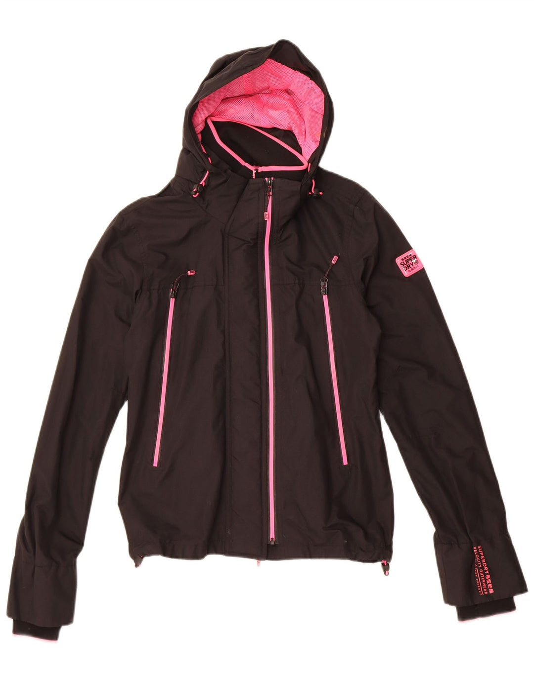 Superdry Windcheater Windbreaker Jacket til kvinder UK 12 Medium Sort