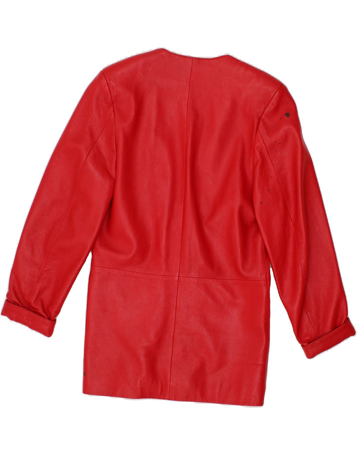 VINTAGE Womens 2 Button Leather Blazer Jacket EU 36 Small Red Leather Vintage Vintage and Second-Hand Vintage from Messina Hembry 