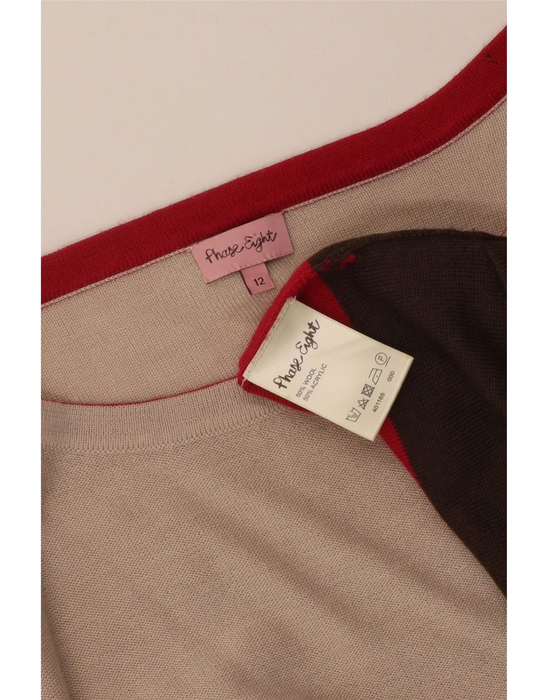 FASE otte Dame Oversized Boat Neck Jumper Sweater UK 12 Medium Beige