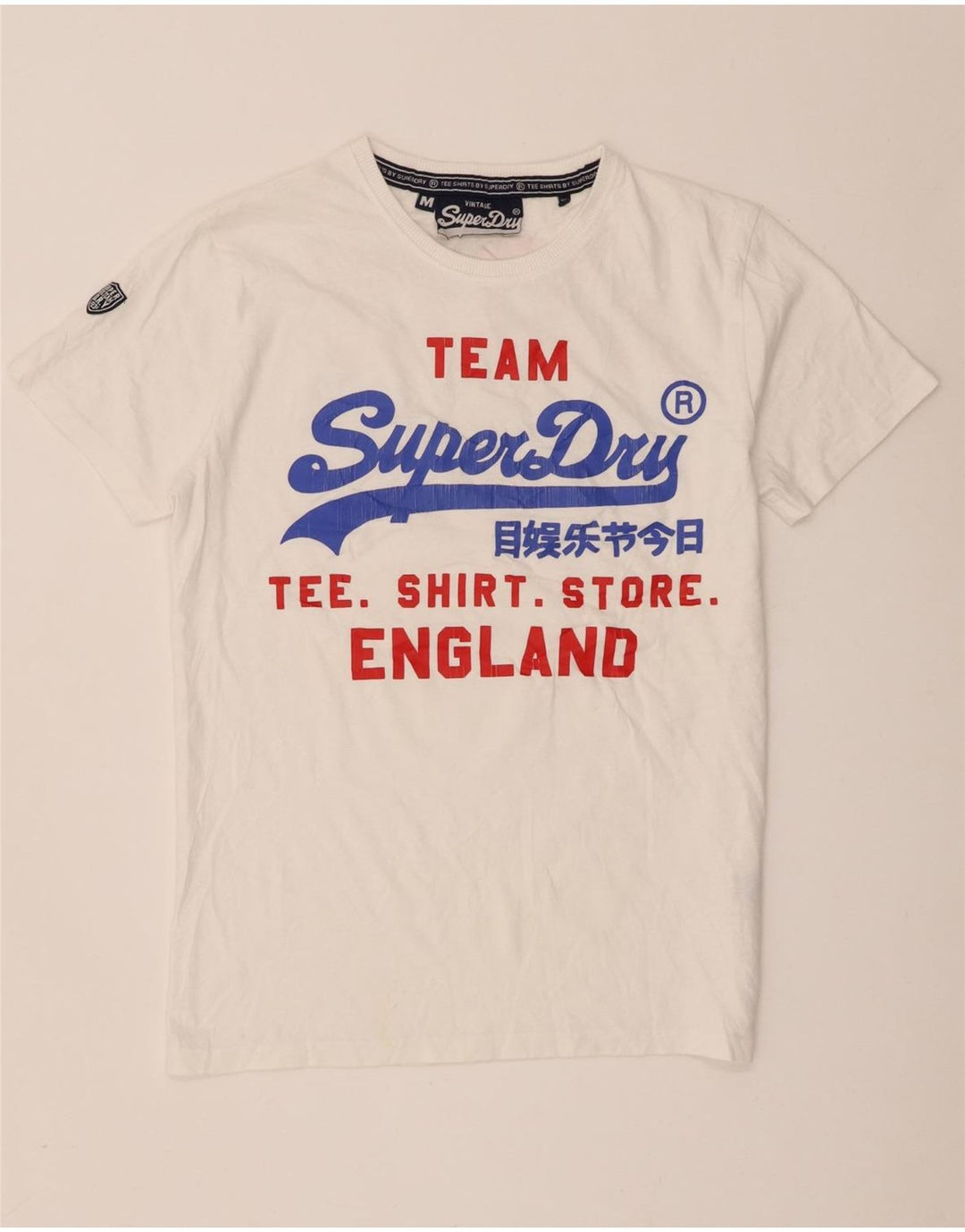 Superdry Grafisk T-shirt til mænd, medium hvid bomuld