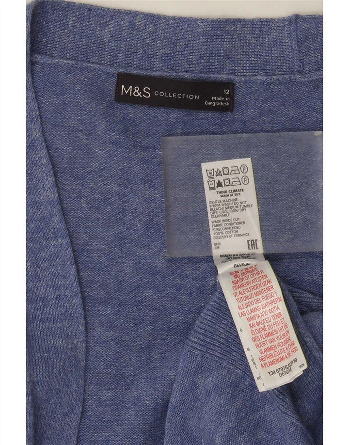 Marks & Spencer Womens Open Cardigan Sweater UK 12 Medium Blue Flecked