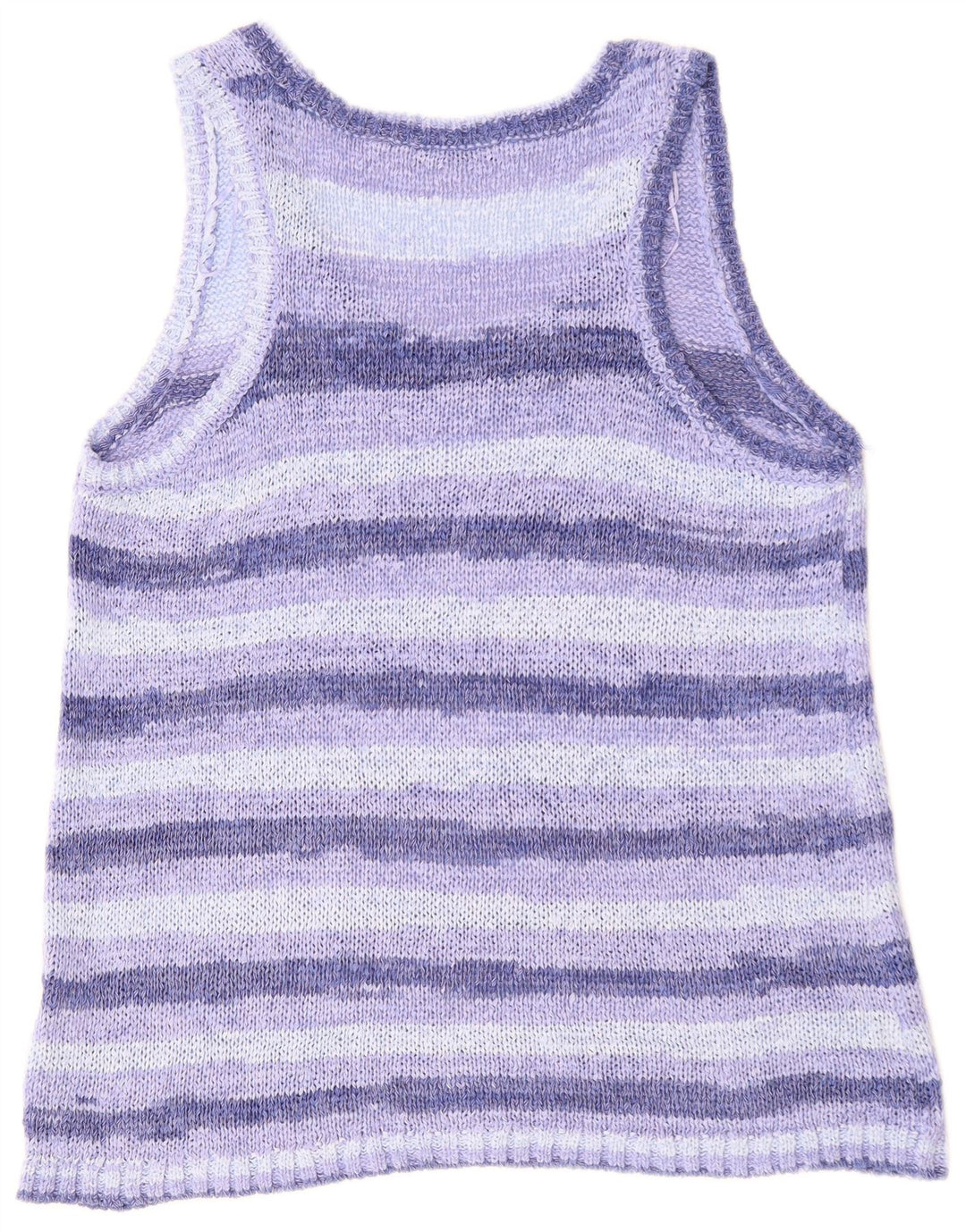 ZARA Dame Vest Tank Top UK 14 Mellem blå stribet akryl