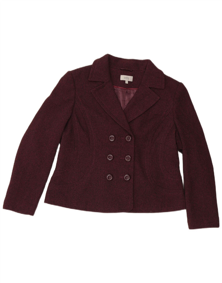 Marks & Spencer Dame Dobbeltradet Blazer Jacket UK 18 XL Burgundy